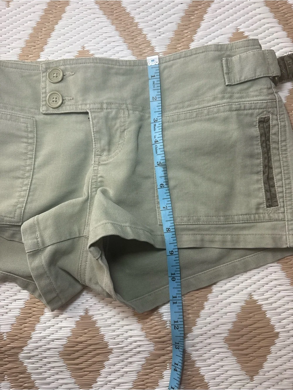 Abercrombie & Fitch Women's Chino Shorts 2 Green Low-Rise Twill Belted 2